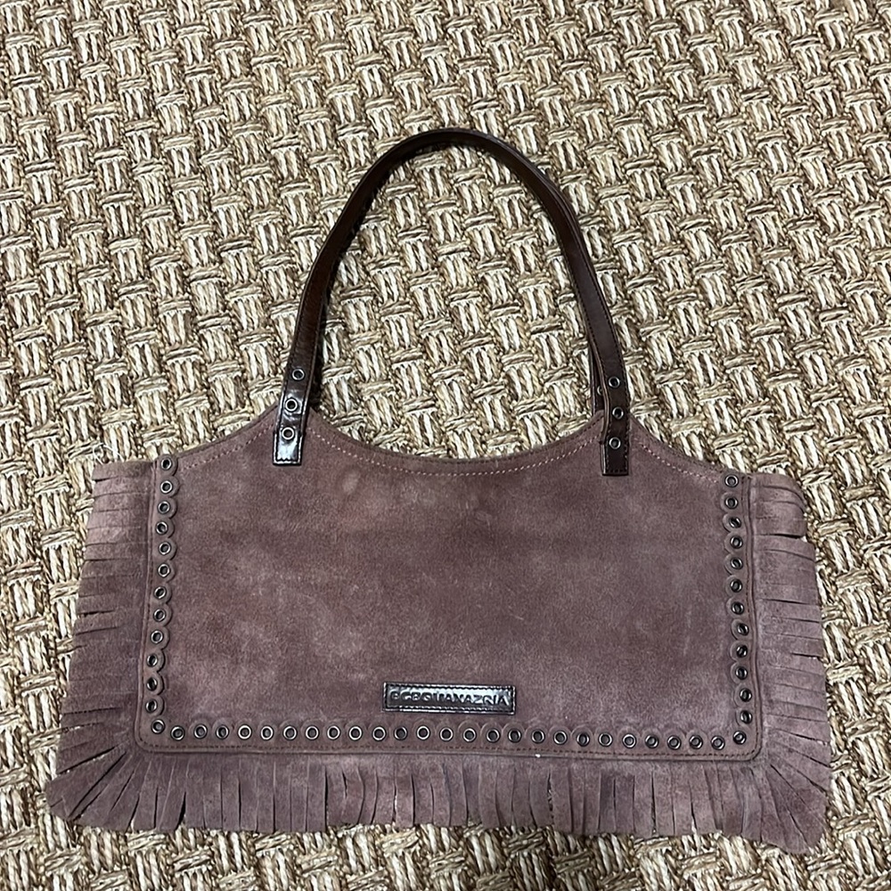 BCBG Max Azria brown suede envelope shoulder bag, good condition.